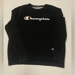Champion Men's Black Crewneck Oversized Sweatshirt Size Large